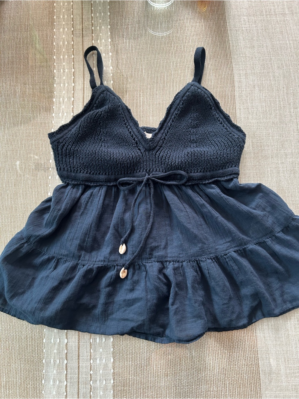 Hollister Black Knit & Gauze Tank Top